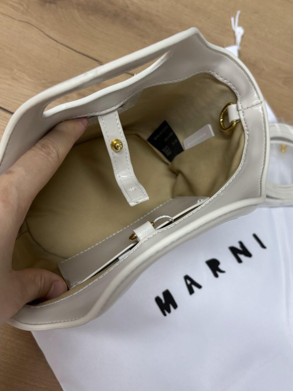 🌸Marni Pale Pink Raffia Mini Basket Bag Off-White Leather Convertible Crossbody - Picture 5 of 8